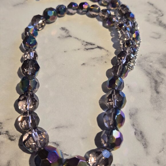Stunning Vintage Aurora Borealis Faceted Crystal Necklace Choker - Picture 3 of 7